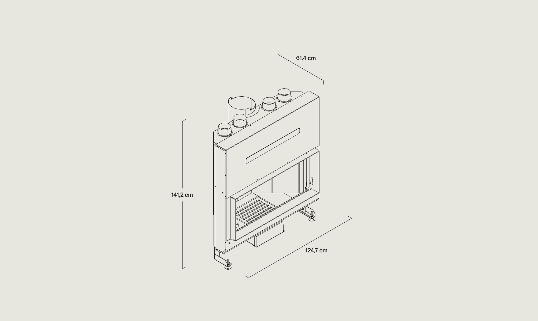 Dibujo vectorial Hogar G505 Rinconera de Rocal con sus medidas 